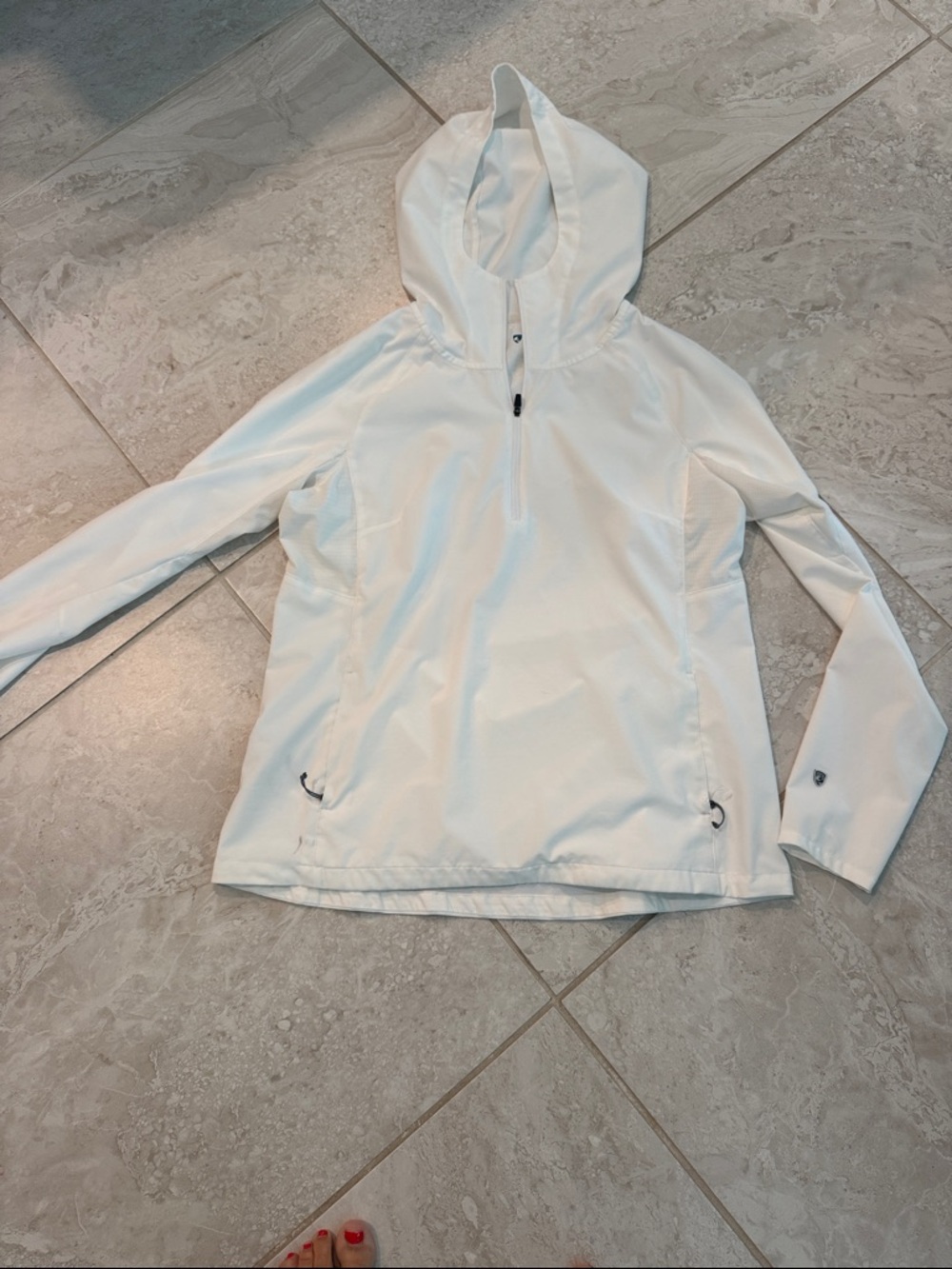 Kuhl White Hooded Wind Blocker Pullover with Mountain Crest - Picture 3 of 6